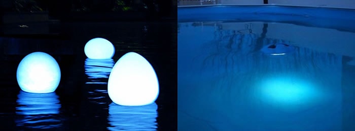 Brett utbud av alternativ i poolbelysning Poolbelysning