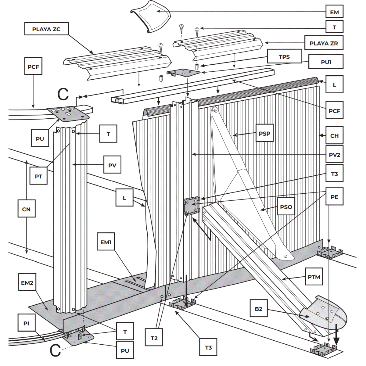 Reservdelar för Ovala Pooler Vita med 120 cm Stolpar