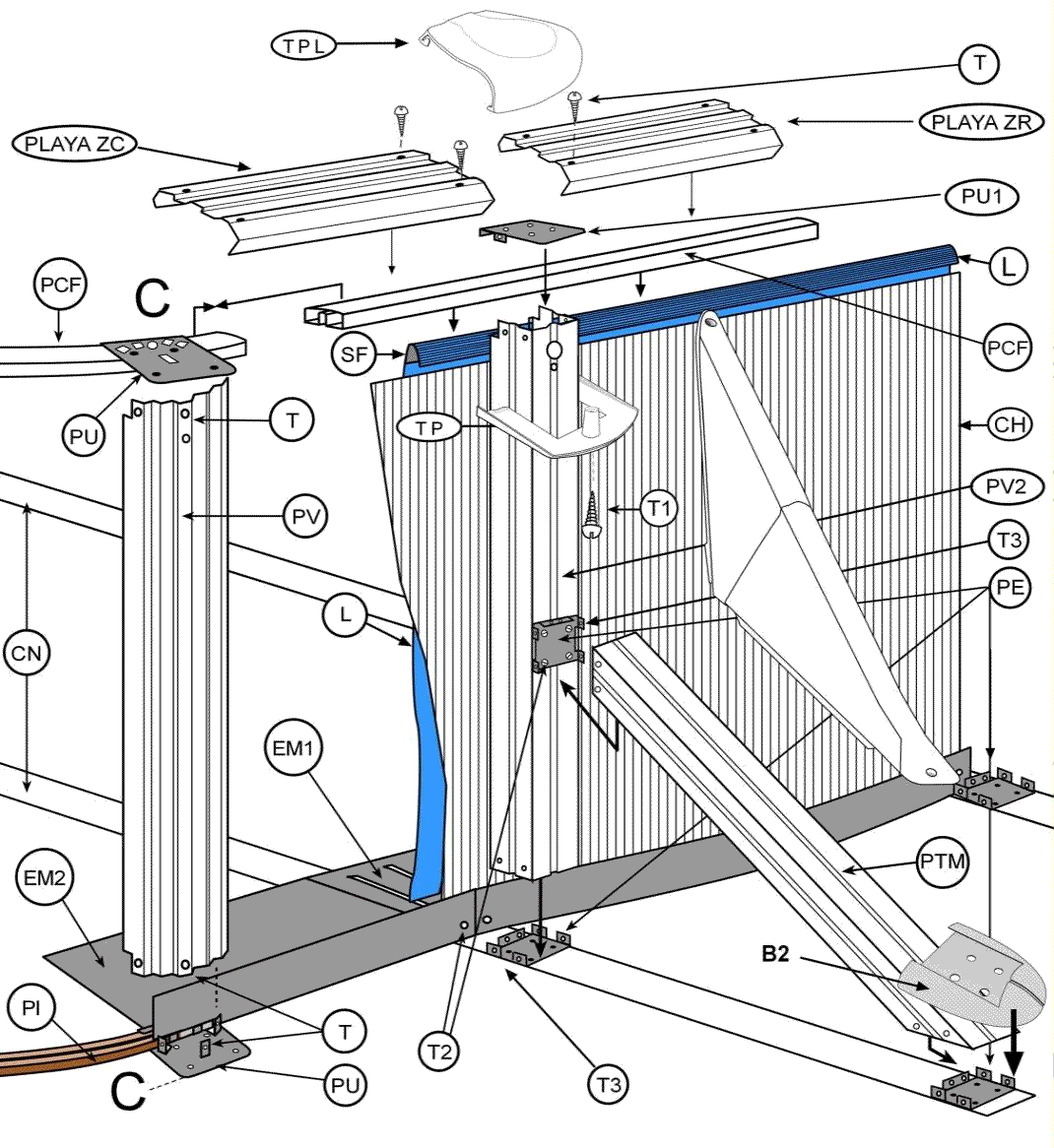 Reservdelar för Ovala Pooler Vita med 132 cm Stolpar