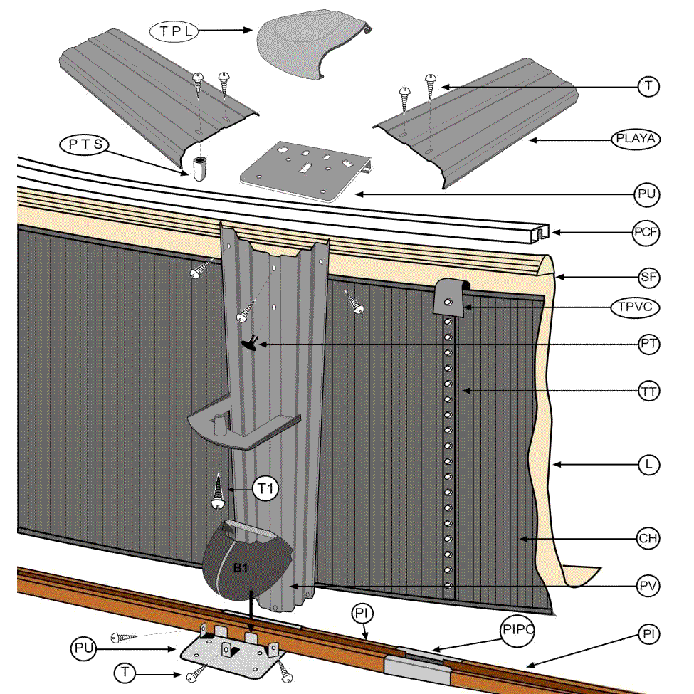 Reservdelar för Pooler Runda Grafitimitation 132 cm