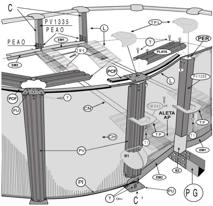 Reservdelar för Ovala Pooler Stenimitation med Omega System 132 cm