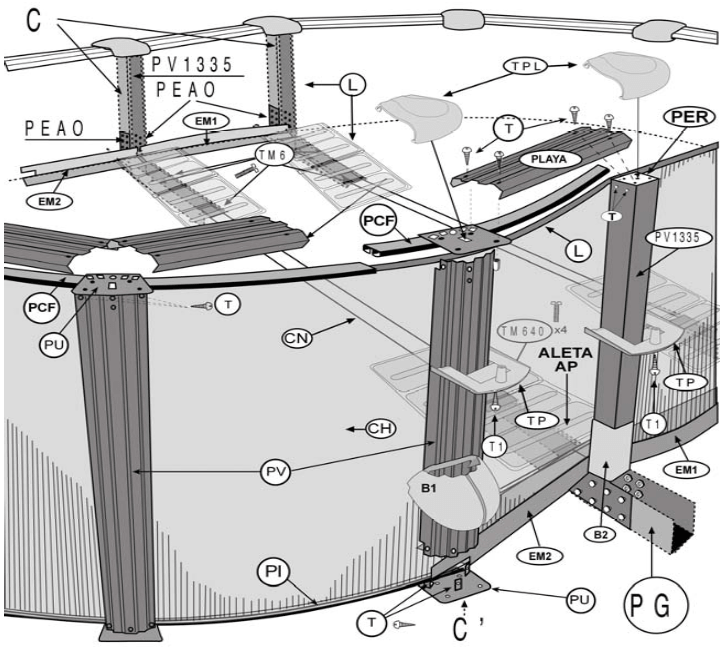 Reservdelar för Ovala Pooler Rottingimitation med Omega System 132 cm
