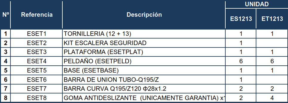 Sprängskiss Trappor Gre referens ES1213 och referens ET1213