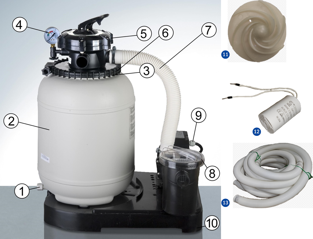 Gre FA6030 Sandfilter Sprängskiss