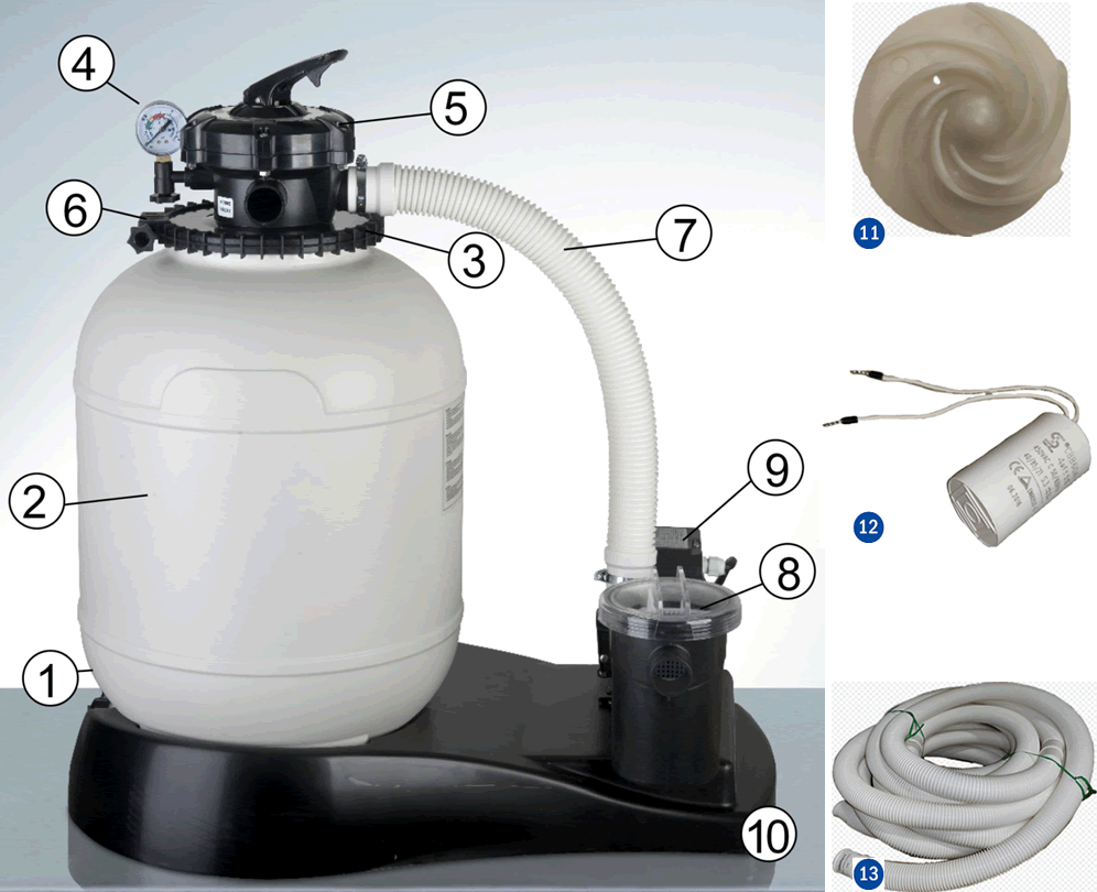 Gre FA6040 Sandfilter Sprängskiss