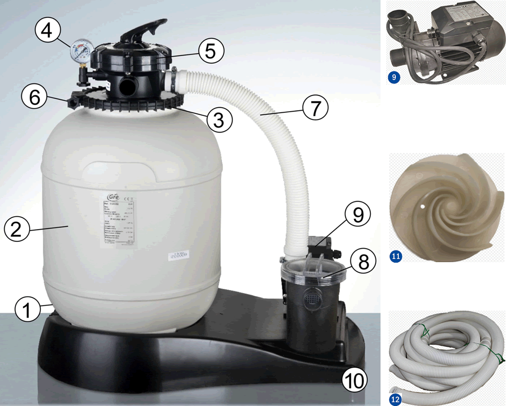 Gre FA6050 Sandfilter Sprängskiss