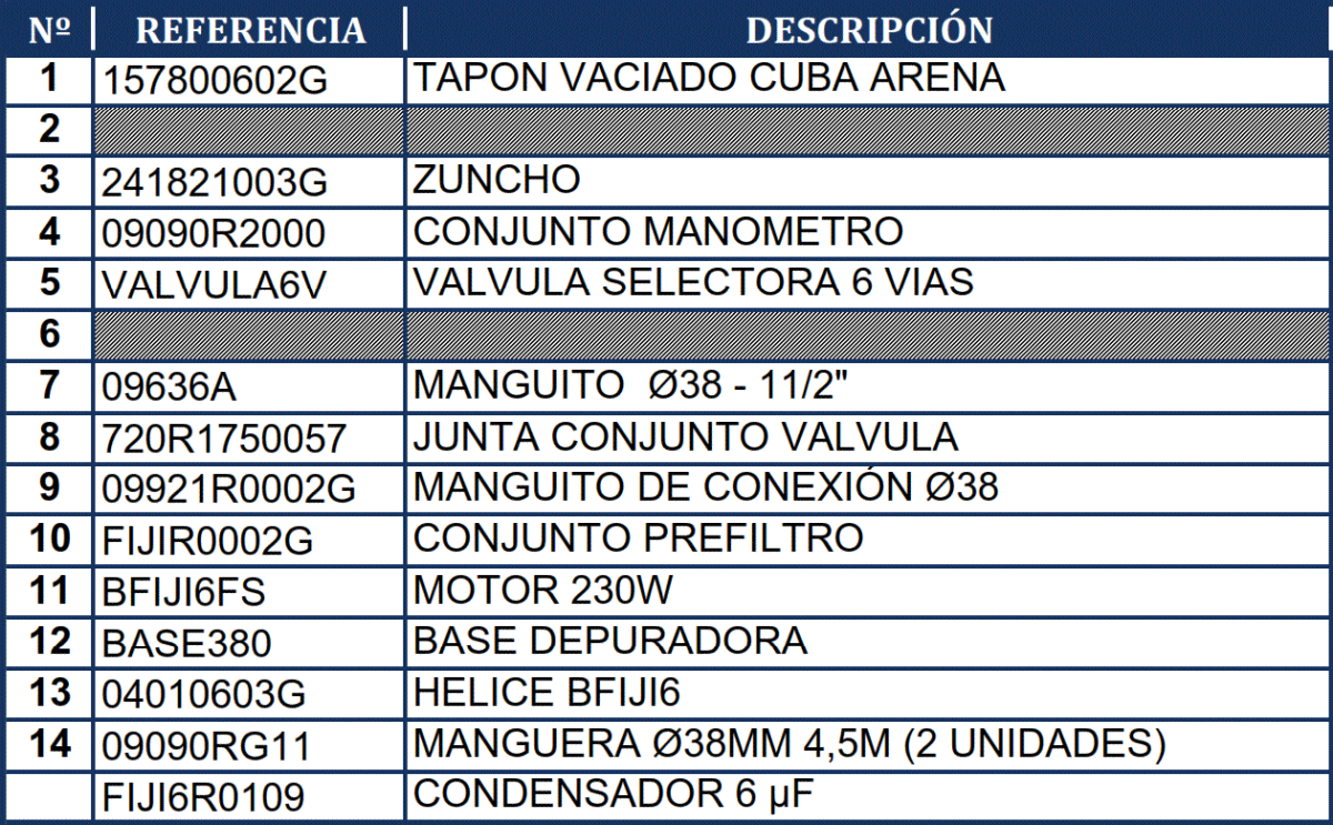 Gre FA6070 Sandfilter Sprängskiss