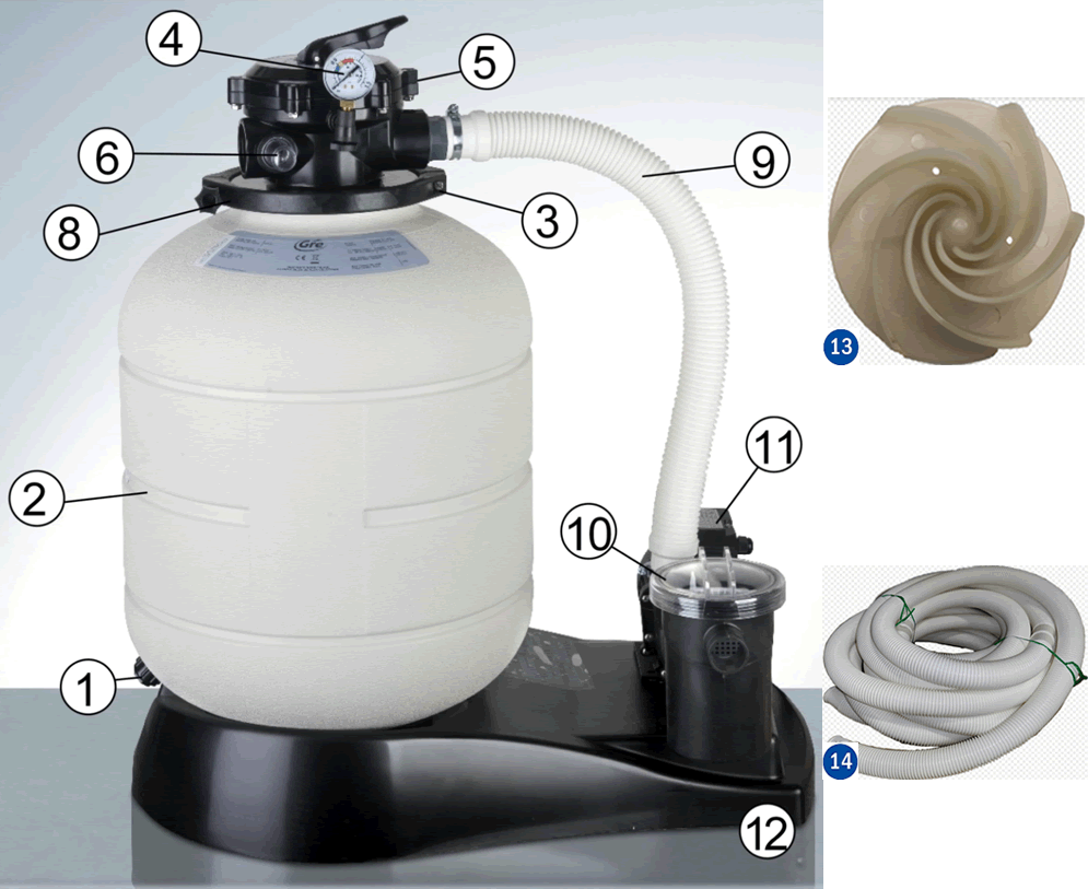 Gre FA6070 Sandfilter Sprängskiss