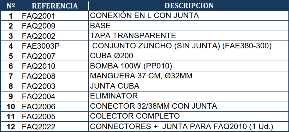 Sprängskiss av filter Aqualoon Gre FAQ200