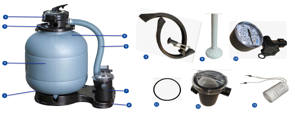 Gre FS400 Sandfilter Sprängskiss