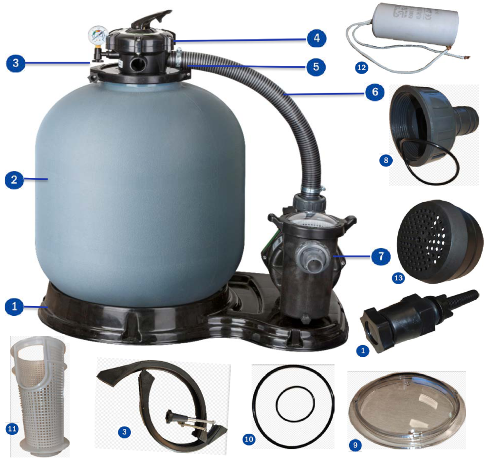 Gre FS500 Sandfilter Sprängskiss