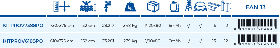 Gre Pool Santorini 730x375x132 KITPROV7388PO